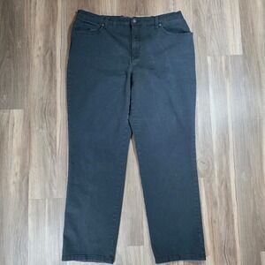 Gloria Vanderbilt Amanda High Rise Tapered Jeans Womens 16 Dark Gray Black Wash